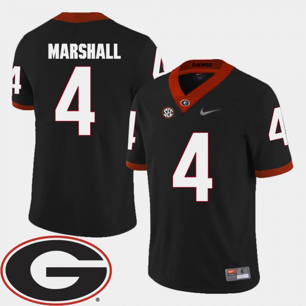 Men's #4 Keith Marshall Georgia Bulldogs College Football 2018 SEC Patch Jersey - Black